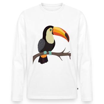Toucan - T-shirt manches longues Premium bio Homme - blanc - Devant - Nico (187cm)