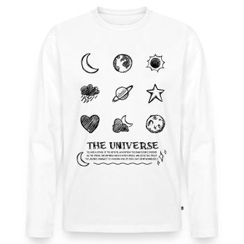 Universe Design - Männer Premium Bio Langarmshirt - Weiß - Vorne - Nico (187cm)