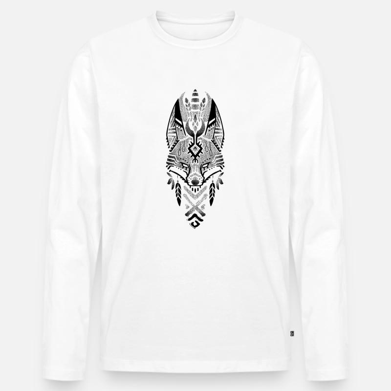 Schwarzer Drowork-Stammesfuchs - Männer Premium Bio Langarmshirt - Weiß