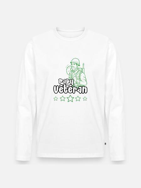 Papy vétéran - T-shirt manches longues Premium bio Homme - blanc