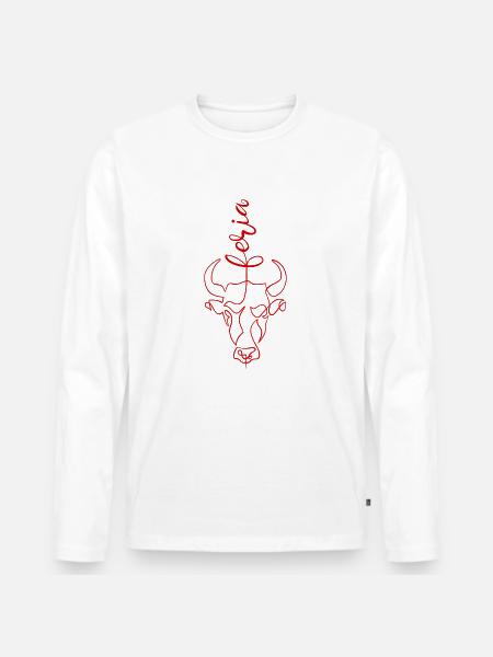 Feria bull single line art - Men's Premium Organic Long Sleeve Shirt - white