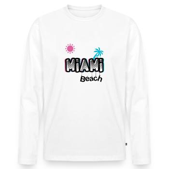 MIAMI Beach rosa / blaues Logo - Männer Premium Bio Langarmshirt - Weiß - Vorne - Nico (187cm)