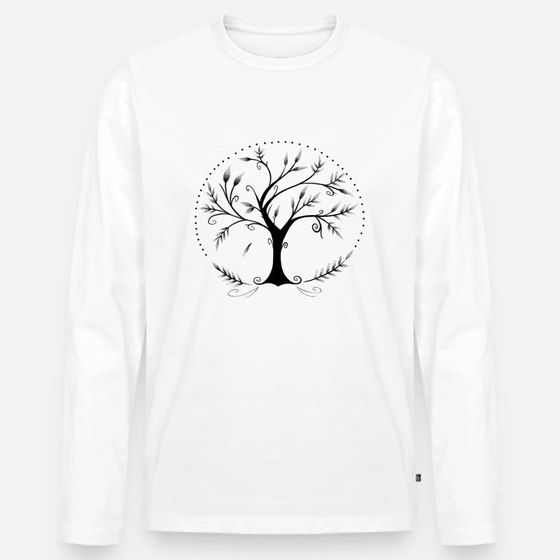 Zen-Baum - Männer Premium Bio Langarmshirt - Weiß