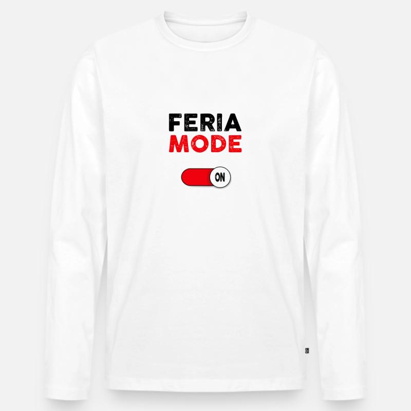 Feria-Modus ein - EIN/AUS-Taste - Männer Premium Bio Langarmshirt - Weiß