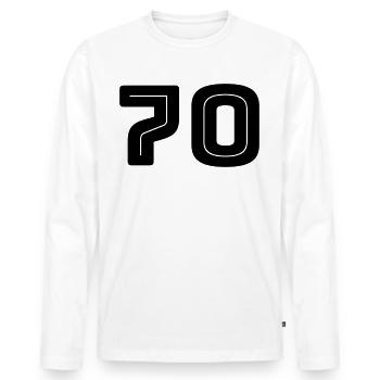 Number 70 - Birthday - Jersey Number - Men's Premium Organic Long Sleeve Shirt - white - Front - Nico (187cm)