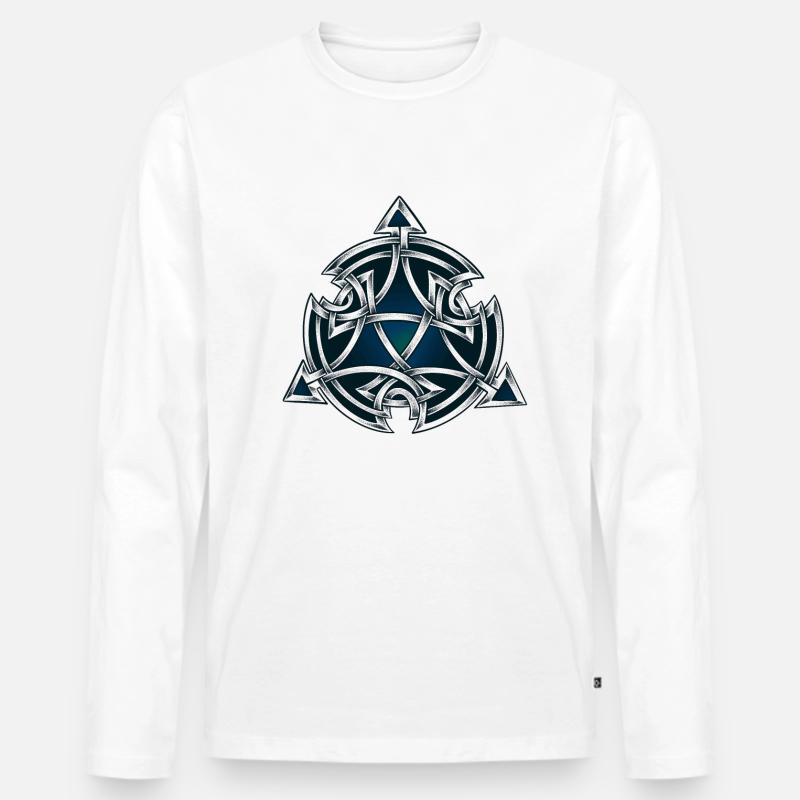 Schwarz & grün dotwork keltisches Symbol - Männer Premium Bio Langarmshirt - Weiß
