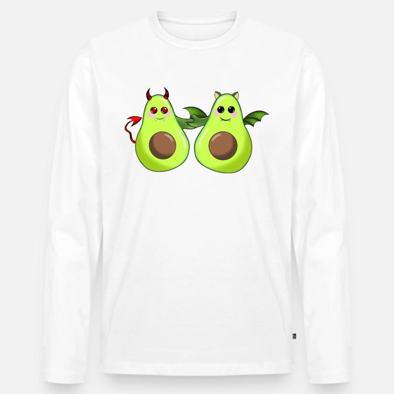 Avocado Freunde - Männer Premium Bio Langarmshirt - Weiß