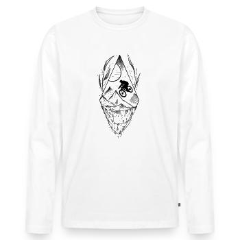 Downhill VTT style sketch & dotwork art - T-shirt manches longues Premium bio Homme - blanc - Devant - Nico (187cm)