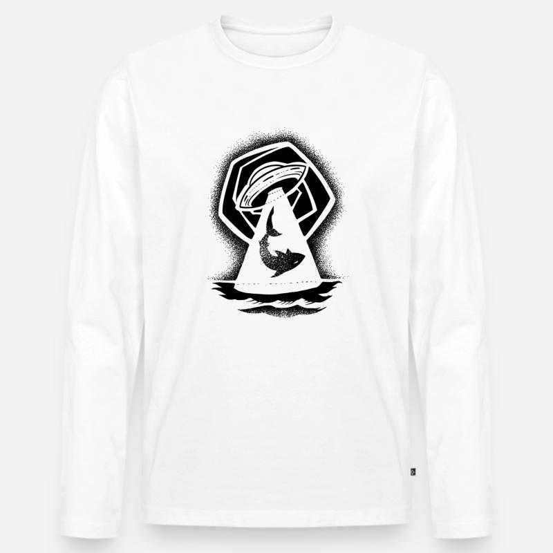 Dotwork UFO-Hai - Männer Premium Bio Langarmshirt - Weiß
