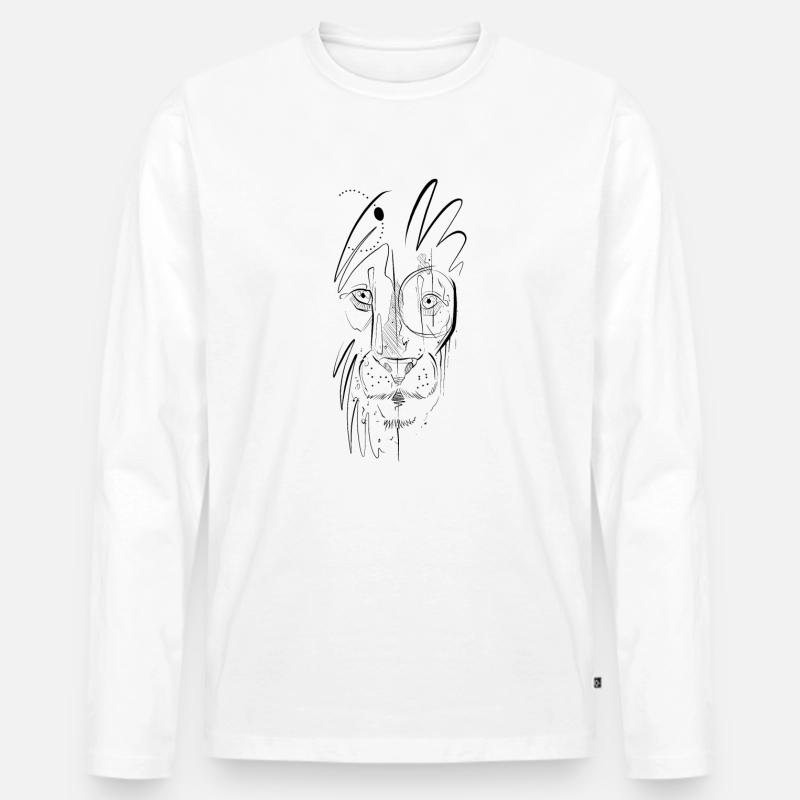 Löwenkopfskizze - Männer Premium Bio Langarmshirt - Weiß