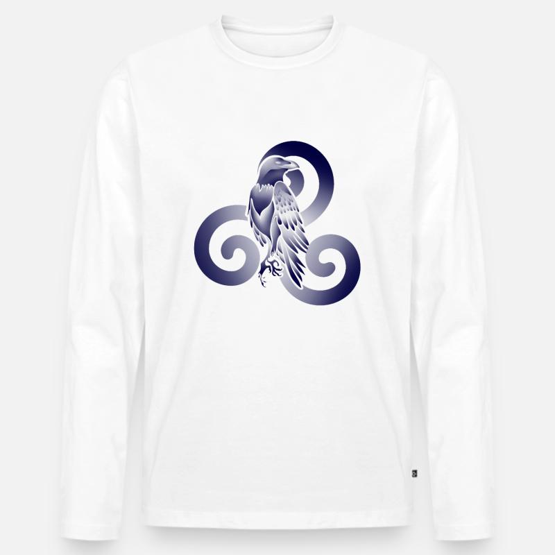 Raben-Triskel-Hintergrund - Männer Premium Bio Langarmshirt - Weiß