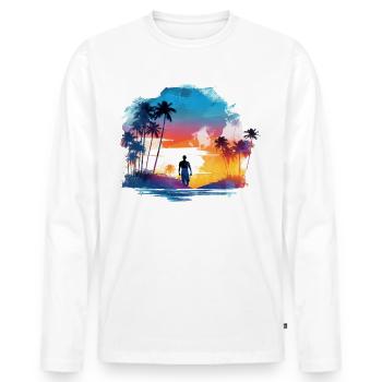 Einfach nur Sommer, Sonne und Strand - Männer Premium Bio Langarmshirt - Weiß - Vorne - Nico (187cm)