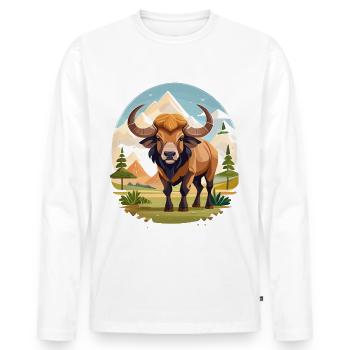 Buffle - T-shirt manches longues Premium bio Homme - blanc - Devant - Nico (187cm)