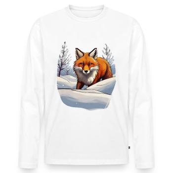 Ein Fuchs im Schnee - Männer Premium Bio Langarmshirt - Weiß - Vorne - Nico (187cm)