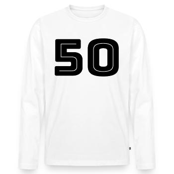 Number 50 - Birthday - Jersey Number - Men's Premium Organic Long Sleeve Shirt - white - Front - Nico (187cm)