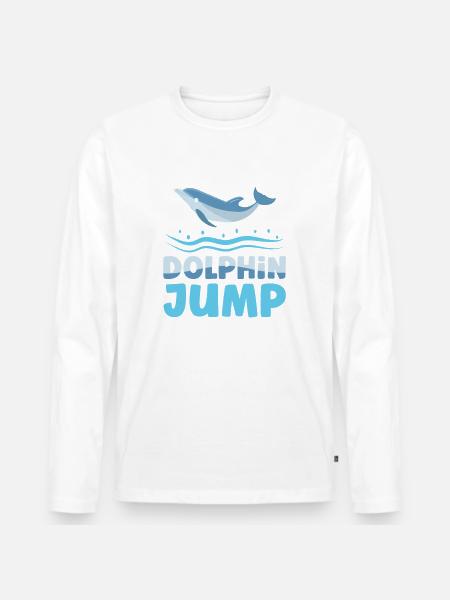 Dolphin Jump Meeresbiologe Wassertier - Männer Premium Bio Langarmshirt - Weiß