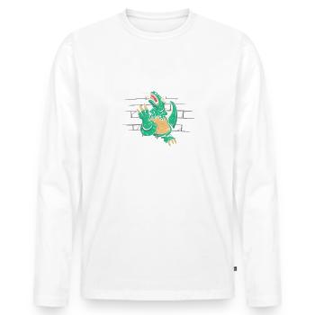 Drôle de dinosaure paléontologie Tyrannosaurus - T-shirt manches longues Premium bio Homme - blanc - Devant - Nico (187cm)