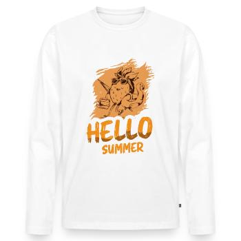 Hello Summer Pineapple Lovers, Tropical Fruits - Men's Premium Organic Long Sleeve Shirt - white - Front - Nico (187cm)