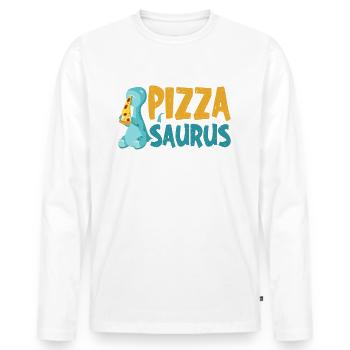 Pizzasaurus Dinosaur Pizza Gâteau italien - T-shirt manches longues Premium bio Homme - blanc - Devant - Nico (187cm)