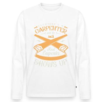 Tout le monde est une profession de charpentier - T-shirt manches longues Premium bio Homme - blanc - Devant - Nico (187cm)
