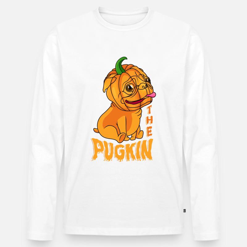 Der Pugkin-süßes Oder - Männer Premium Bio Langarmshirt - Weiß