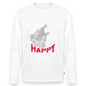Joyeux Hurlement-o-ween Doux Ou Aigre Zu - T-shirt manches longues Premium bio Homme - blanc - Devant - Nico (187cm)