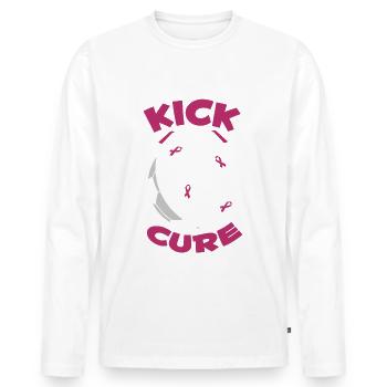 Kick Für Einen Heilungs-brustkrebs-fußballspieler - Männer Premium Bio Langarmshirt - Weiß - Vorne - Nico (187cm)