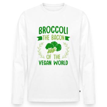 Brokkoli Der Speck Der Veganen Welt Vegetarier - Männer Premium Bio Langarmshirt - Weiß - Vorne - Nico (187cm)