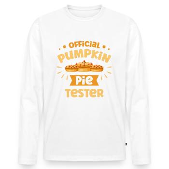 Testeur officiel de tarte à la citrouille Thanksgiving - T-shirt manches longues Premium bio Homme - blanc - Devant - Nico (187cm)
