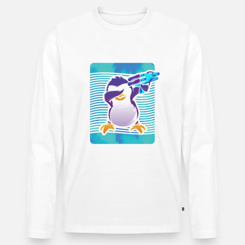 Pinguin Whisperer Spritzpistole Wasserpistole - Männer Premium Bio Langarmshirt - Weiß