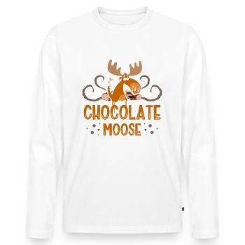 Chocolat Elk Animal Alces Choco Deer - T-shirt manches longues Premium bio Homme - blanc - Devant - Nico (187cm)