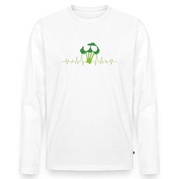 Broccoli Vegetarian Vegetables Vegan Broccoli - Men's Premium Organic Long Sleeve Shirt - white - Front - Nico (187cm)