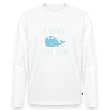 Je vais te couper licorne de mer animal amoureux narval - T-shirt manches longues Premium bio Homme - blanc - Devant - Nico (187cm)