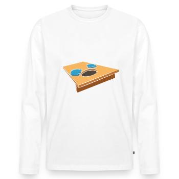 Il n’y a pas de pleurs dans le sac de haricots Cornhole Player - T-shirt manches longues Premium bio Homme - blanc - Devant - Nico (187cm)