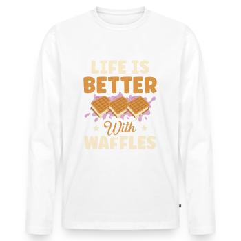 Life is better with waffles waffles for - Men's Premium Organic Long Sleeve Shirt - white - Front - Nico (187cm)