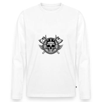 Ich Schreie Nicht, Das Ist Meine Wikingerstimme - Männer Premium Bio Langarmshirt - Weiß - Vorne - Nico (187cm)