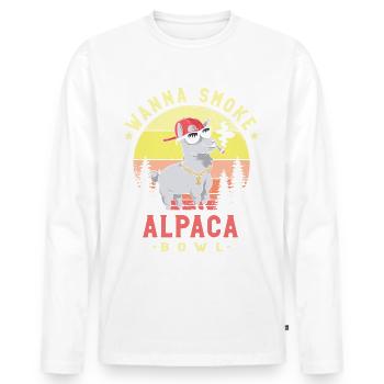 Wanna Smoke Alpaca Bowl Camelid Säugetier Alpaka - Männer Premium Bio Langarmshirt - Weiß - Vorne - Nico (187cm)