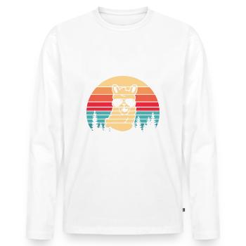 Wenn Sie Sich Mit Alpaka Anlegen, Erhalten Sie - Männer Premium Bio Langarmshirt - Weiß - Vorne - Nico (187cm)
