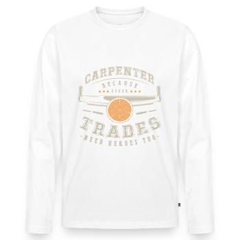 Charpentier, parce que d’autres métiers ont aussi besoin de héros - T-shirt manches longues Premium bio Homme - blanc - Devant - Nico (187cm)