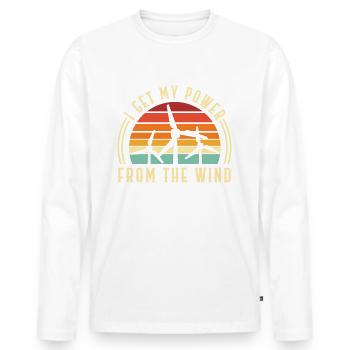 Je tire mon électricité de sources renouvelables - T-shirt manches longues Premium bio Homme - blanc - Devant - Nico (187cm)