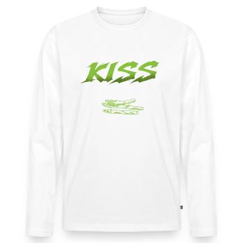 Kiss My Asparagus Lover Vegetarian Vegetables - Men's Premium Organic Long Sleeve Shirt - white - Front - Nico (187cm)