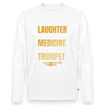 Trompete Spielen Ist Die Beste Medizin - Männer Premium Bio Langarmshirt - Weiß - Vorne - Nico (187cm)