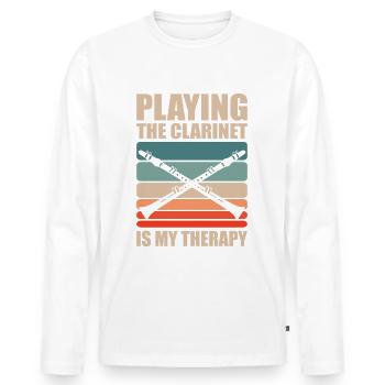 Jouer de la clarinette est mon - T-shirt manches longues Premium bio Homme - blanc - Devant - Nico (187cm)