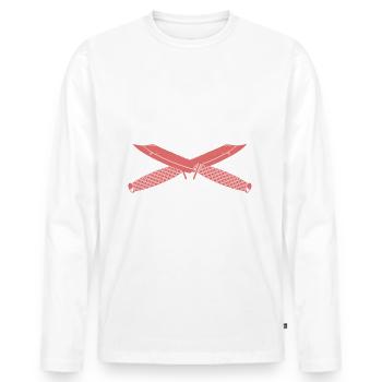 Wie Viele Messer Braucht Ein Mann Nur Noch Eins? - Männer Premium Bio Langarmshirt - Weiß - Vorne - Nico (187cm)