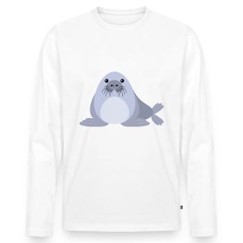 Floaty Potato Cute Manatees for a - Men's Premium Organic Long Sleeve Shirt - white - Front - Nico (187cm)