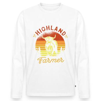 Highland Cow Farmer Graswelpe Kuhflüsterer - Männer Premium Bio Langarmshirt - Weiß - Vorne - Nico (187cm)