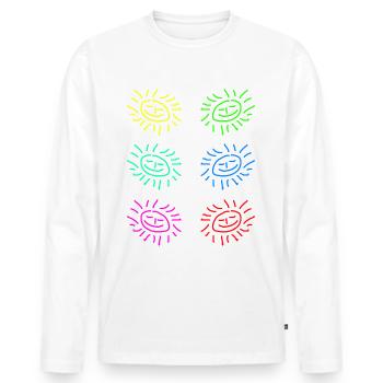 sun sticker yellow red - Männer Premium Bio Langarmshirt - Weiß - Vorne - Nico (187cm)