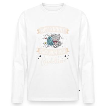 Wolle Häkeln Hobby Nähen Strickerin Stricken für - Männer Premium Bio Langarmshirt - Weiß - Vorne - Nico (187cm)