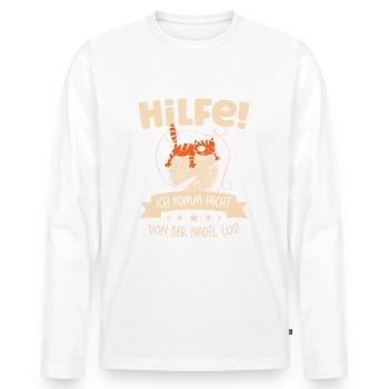 Wolle Häkeln Hobby Nähen Strickerin Stricken für - Männer Premium Bio Langarmshirt - Weiß - Vorne - Nico (187cm)
