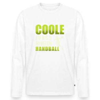 Handballspiel Handballerin Handball für einen - Männer Premium Bio Langarmshirt - Weiß - Vorne - Nico (187cm)